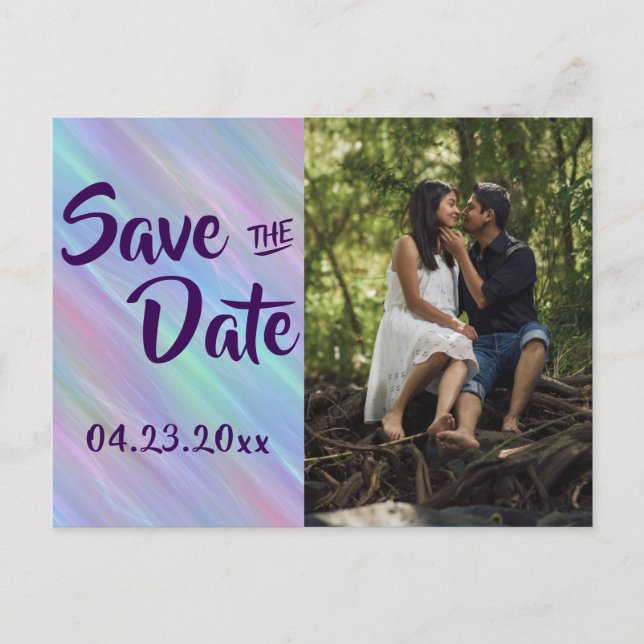 Whimsical Wisps | Holo Fairy Pastel Photo Event Announcement Postcard (Front)