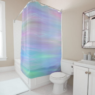 Whimsical Wisps   Holo Fairy Pastel Rainbow Ombre Shower Curtain