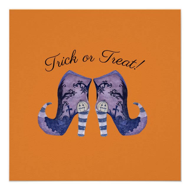 Whimsical Witch Boots Halloween Poster (Front)