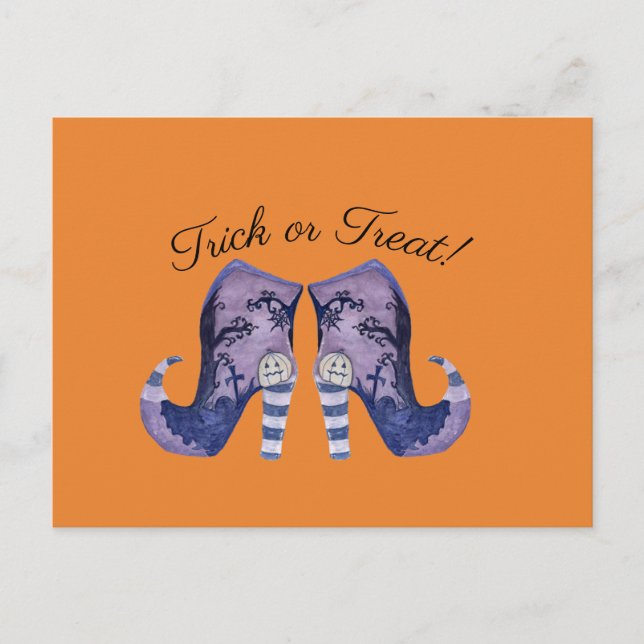 Whimsical Witch Boots Postcard (Front)