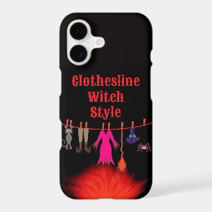 Whimsical Witch Clothesline Halloween Graphic Art