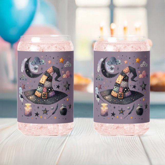 Whimsical Witch Hat and Celestial Magic Can Glass (Insitu (Baby Shower))
