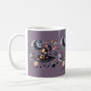 Whimsical Witch Hat and Celestial Magic Coffee Mug