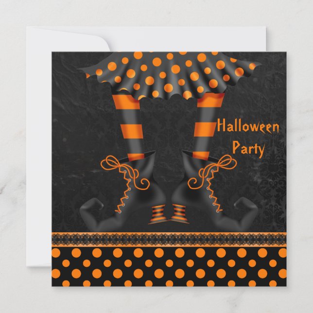 Whimsical Witch Legs Halloween Party Invitation (Front)