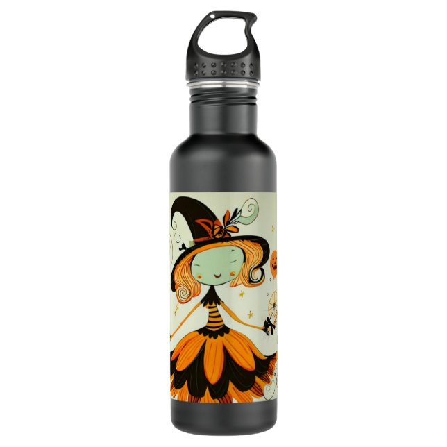 whimsical/witch/pumpkin/fall 710 ml water bottle (Front)
