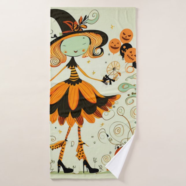 whimsical/witch/pumpkin/fall bath towel (Bath Towel)