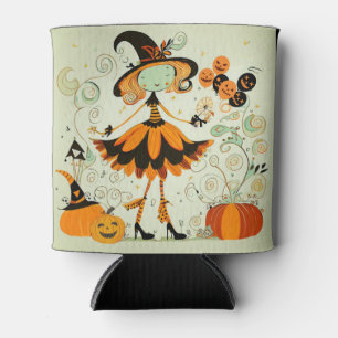 whimsical/witch/pumpkin/fall can cooler