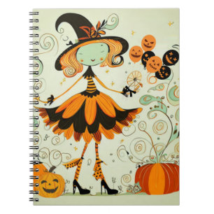 whimsical/witch/pumpkin/fall notebook