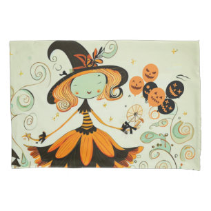 whimsical/witch/pumpkin/fall pillowcase