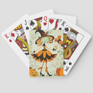 whimsical/witch/pumpkin/fall playing cards