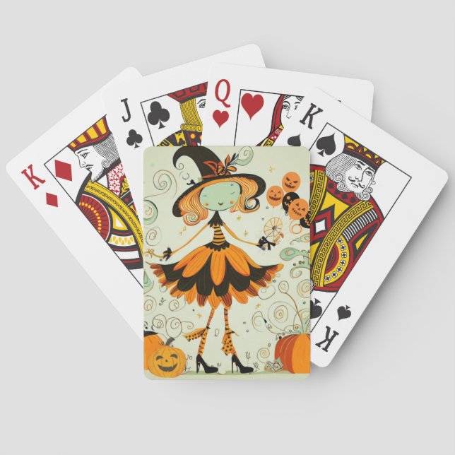 whimsical/witch/pumpkin/fall playing cards (Back)
