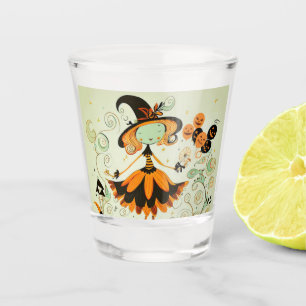 whimsical/witch/pumpkin/fall shot glass