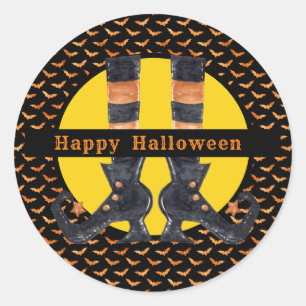 Whimsical Witch Shoes Halloween  Classic Round Sticker