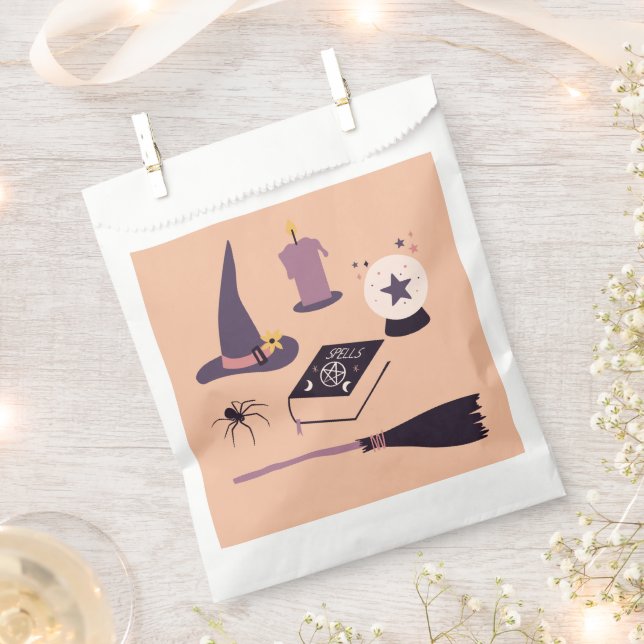 Whimsical witch themed Birthday or Halloween Favour Bag (Clipped)