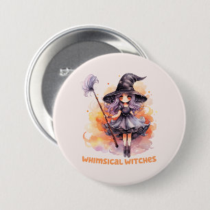 Whimsical Witches – Cute Halloween Witch 7.5 Cm Round Badge