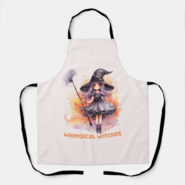 Whimsical Witches – Cute Halloween Witch Apron (Front)