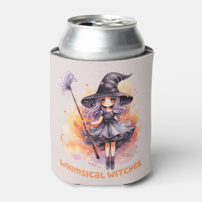 Whimsical Witches – Cute Halloween Witch Can Cooler (Can Front)