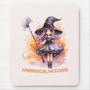 Whimsical Witches – Cute Halloween Witch Mouse Pad