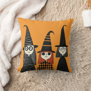 Whimsical Witches Spooky Cute Halloween Cushion