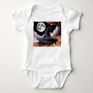 Whimsical Witch's Hat, Witch's Halloween Hat, Baby Bodysuit