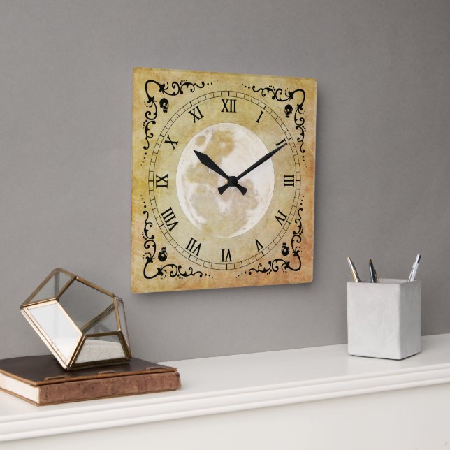 Whimsical Witchy, Antique, Vintage Square Wall Clock (Office)