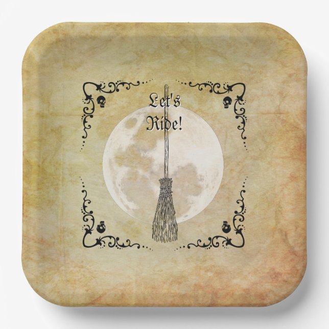 Whimsical Witchy Full Moon  Paper Plate (Front)