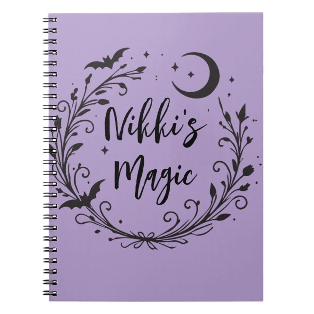 Whimsical Witchy Wiccan Herb Magic Halloween Notebook (Front)