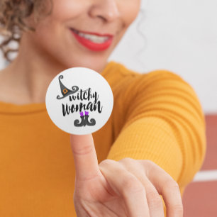 Whimsical Witchy Woman Halloween Classic Round Sticker