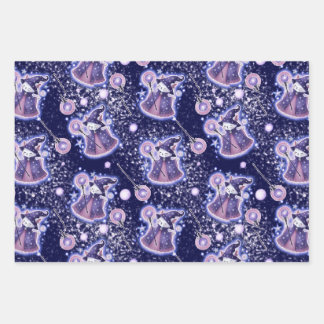 Whimsical Wizard Cat Gift Wrap | Celestial Fantasy