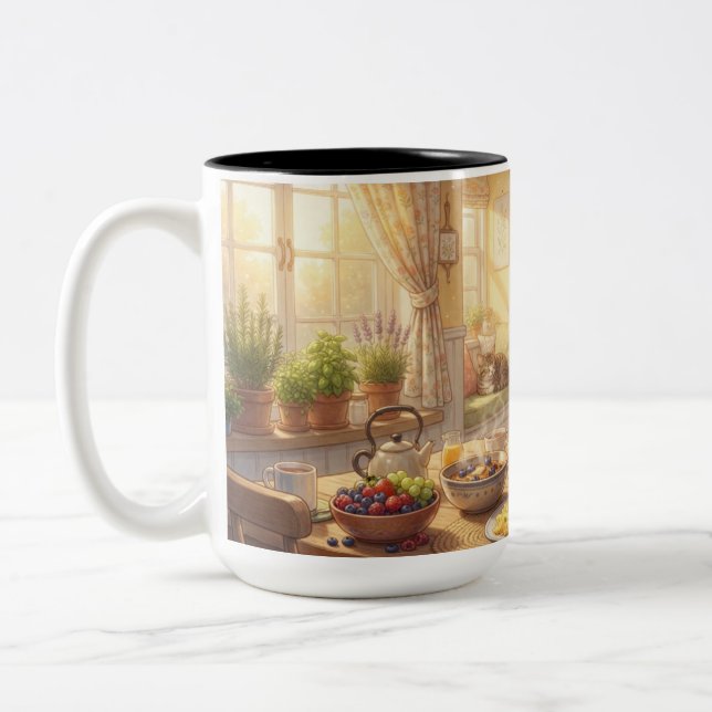 Whimsical Wolf Breakfast Mug (Left)