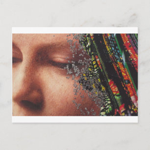 Whimsical Woman Art Collage Postcard