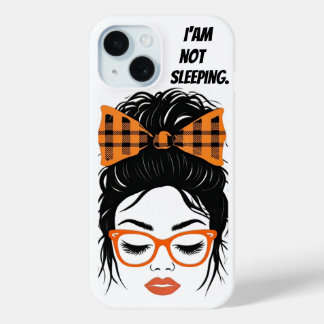 Whimsical Woman with orange glasses iPhone 15 Case