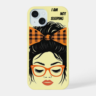 Whimsical Woman with orange glasses iPhone 15 Case