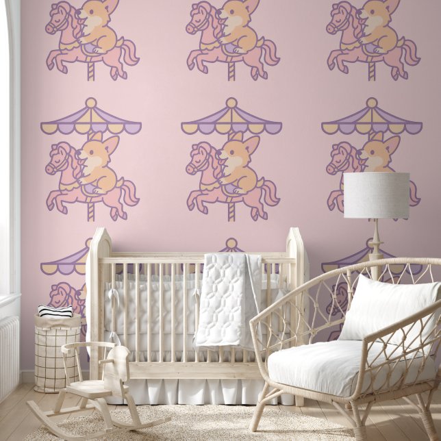 Whimsical Wonderland Corgi Carousel  Wallpaper (Kids)