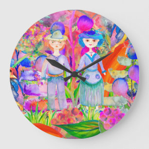 WHIMSICAL WONDERLAND GARDEN LARGE CLOCK