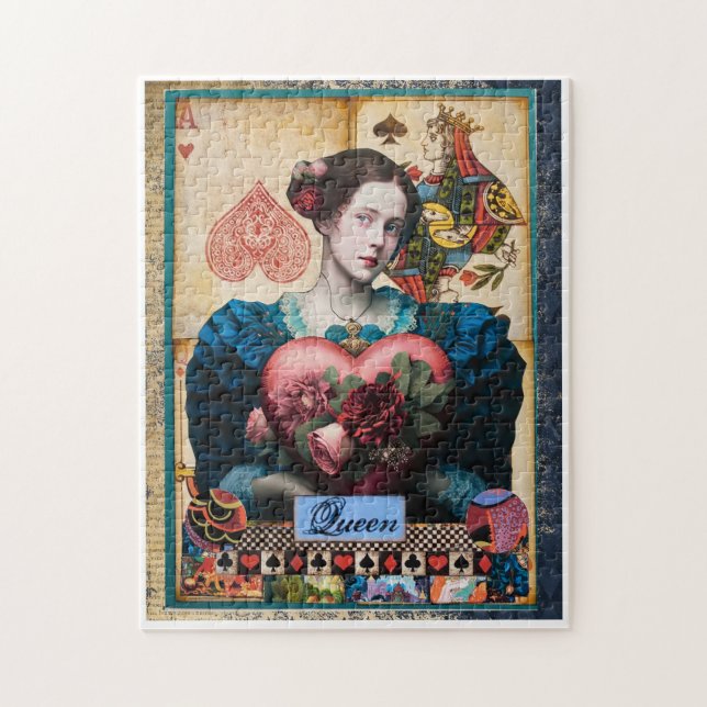 Whimsical Wonderland: Queen of Hearts Collage Jigsaw Puzzle (Vertical)