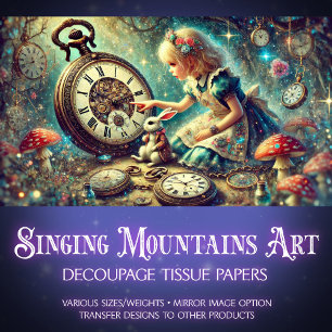 Whimsical Wonderland Watches Toadstools Decoupage Tissue Paper