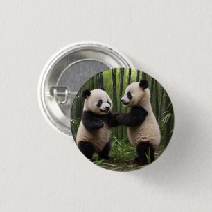 Whimsical Wonders: Baby Pandas Play in Forest 3 Cm Round Badge