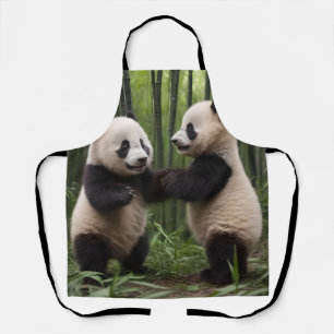 Whimsical Wonders: Baby Pandas Play in Forest Apron