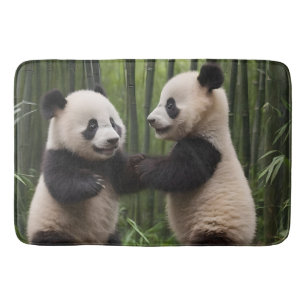 Whimsical Wonders: Baby Pandas Play in Forest, Bath Mat