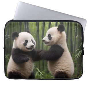 Whimsical Wonders: Baby Pandas Play in Forest Laptop Sleeve