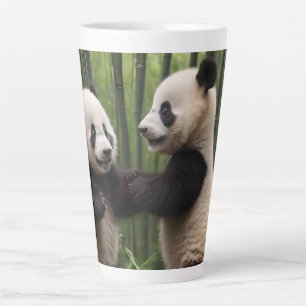Whimsical Wonders: Baby Pandas Play in Forest Latte Mug