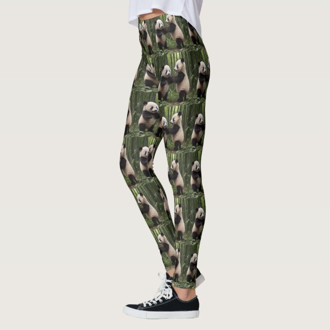 Whimsical Wonders: Baby Pandas Play in Forest Leggings (Left)