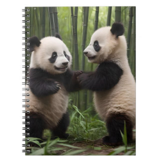 Whimsical Wonders: Baby Pandas Play in Forest Notebook