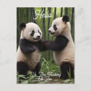 Whimsical Wonders: Baby Pandas Play in Forest Postcard