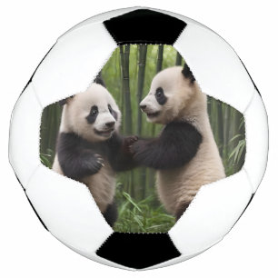 Whimsical Wonders: Baby Pandas Play in Forest Soccer Ball