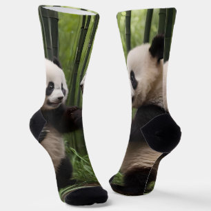 Whimsical Wonders: Baby Pandas Play in Forest,  Socks