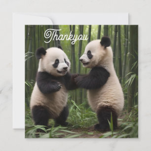 Whimsical Wonders: Baby Pandas Play in Forest Thank You Card