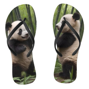 Whimsical Wonders: Baby Pandas Play in Forest,  Thongs