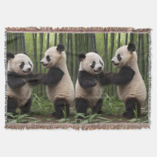 Whimsical Wonders: Baby Pandas Play in Forest,  Throw Blanket